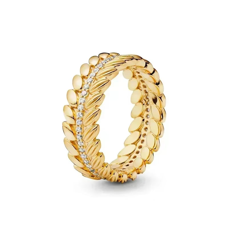 Hot Selling 925 Sterling Silver Exquisite Gold Series Ring, Sparkling Heart-Shaped Crown Ring, Fashionable Charm Jewelry Gift