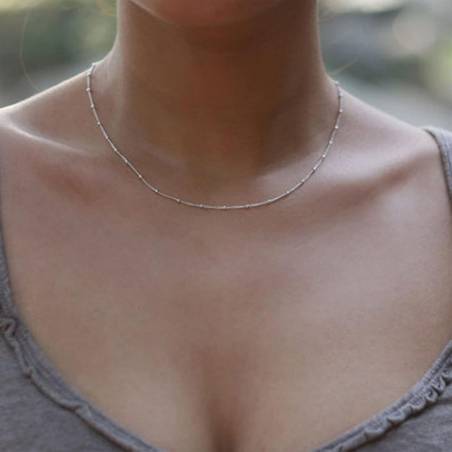 Boho Collier Ras Du Cou En Perles Argenté Petite Perle Satellite Chaîne Ras Du Cou Petite Perle Boule Chaîne Clavicule Collier Minimaliste Bijoux De Déclaration Pour Femmes Filles