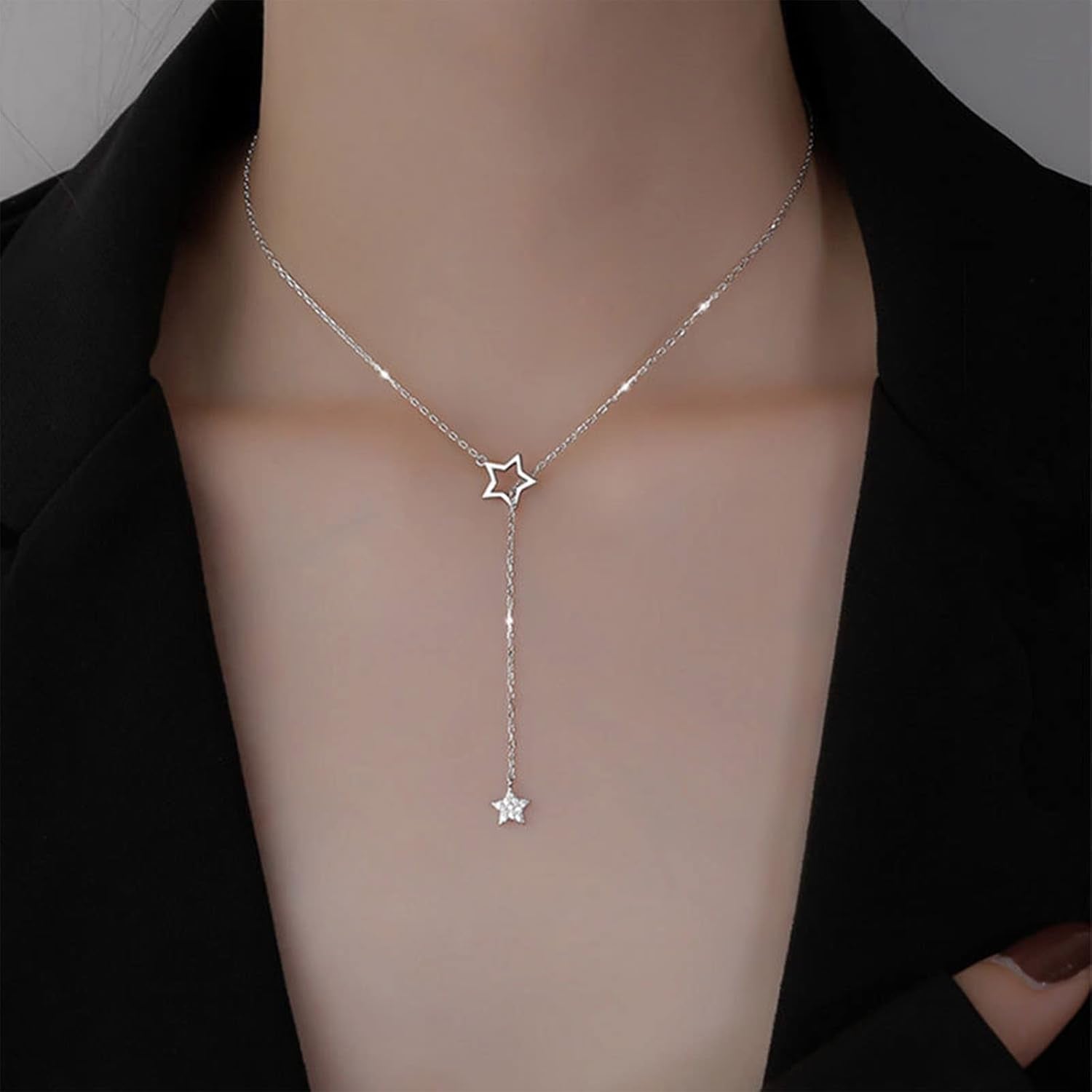 Boho Étoile De Cristal Y Collier Ras Du Cou Vintage Argent Tiny Étoile Pendentif Collier Hip-Hop Rempli Strass Étoile Tour De Cou Rock Déclaration Collier Charme Bijoux Pour Femmes Et Filles