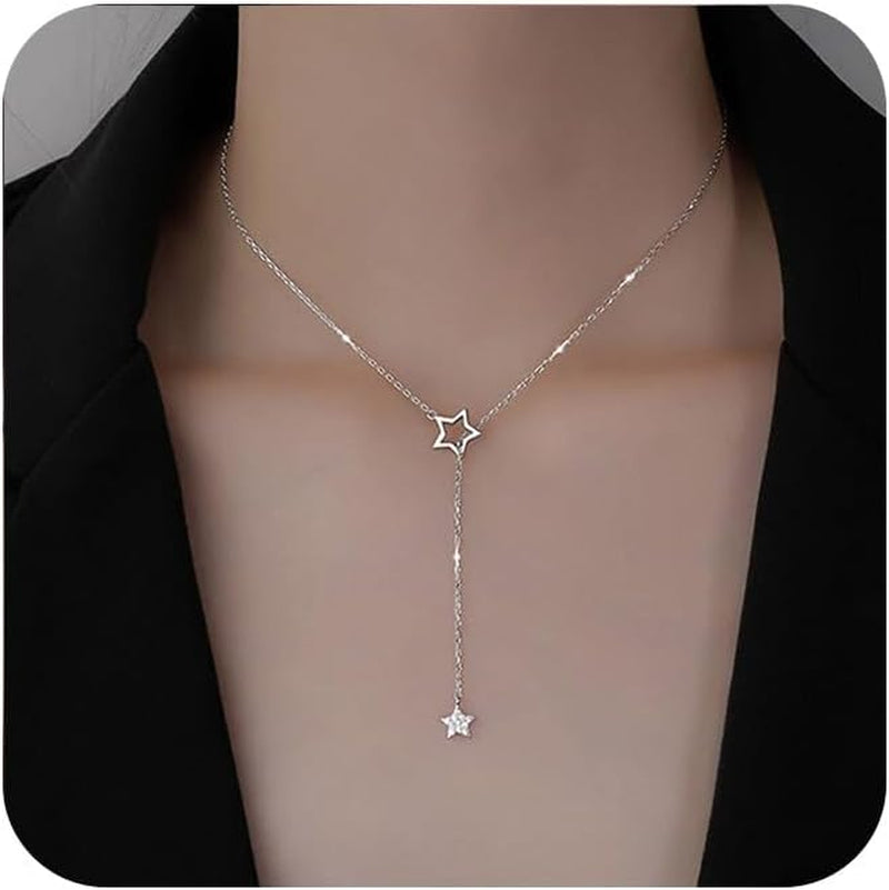Boho Étoile De Cristal Y Collier Ras Du Cou Vintage Argent Tiny Étoile Pendentif Collier Hip-Hop Rempli Strass Étoile Tour De Cou Rock Déclaration Collier Charme Bijoux Pour Femmes Et Filles