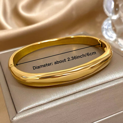 Glossy Solid Color Thick Bracelet Stainless Steel Bangle for Women Cuff Wirstband Smooth Waterproof Charm Bracelets Jewelry Gift