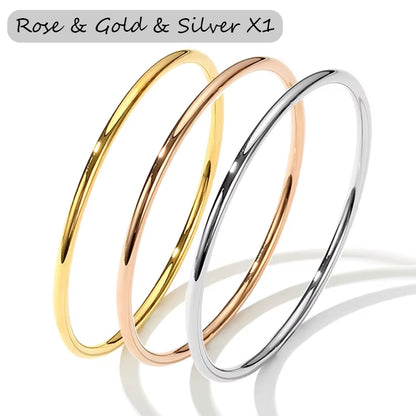 3 Pieces/Lot Non Fading Stainless Steel Bracelet Bangles for Women Simple Style Gold Plated Waterproof Women'S Bracelets Bangle