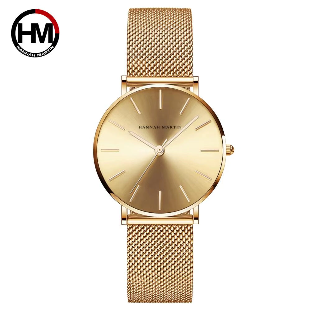 Brand Quality Stainless Steel Japan Quartz Movement Waterproof Women 36Mm Full Rose Gold Ladies Dropshipping Watch