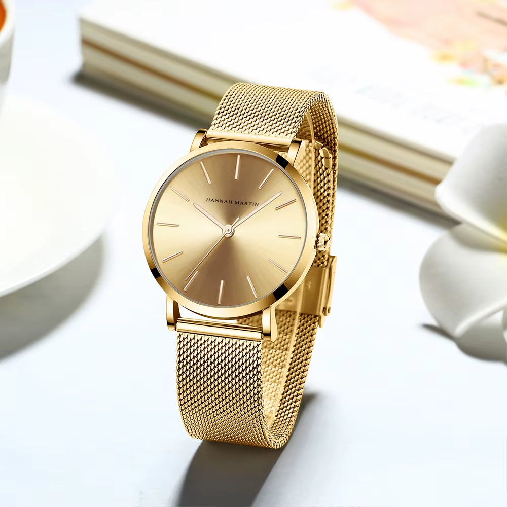 Brand Quality Stainless Steel Japan Quartz Movement Waterproof Women 36Mm Full Rose Gold Ladies Dropshipping Watch