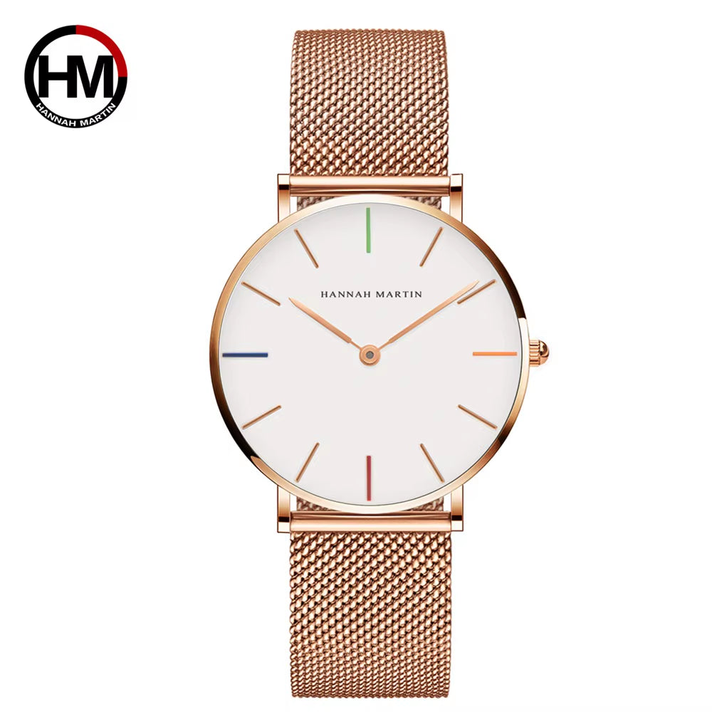 Brand Quality Stainless Steel Japan Quartz Movement Waterproof Women 36Mm Full Rose Gold Ladies Dropshipping Watch