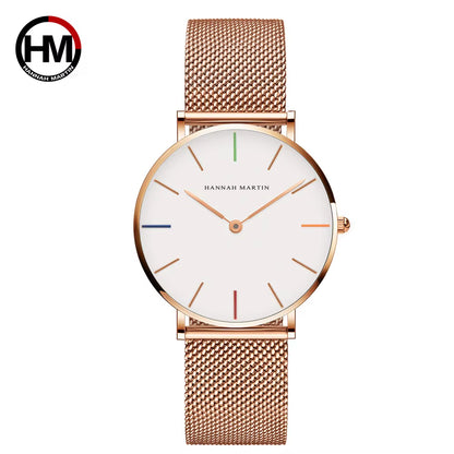 Brand Quality Stainless Steel Japan Quartz Movement Waterproof Women 36Mm Full Rose Gold Ladies Dropshipping Watch