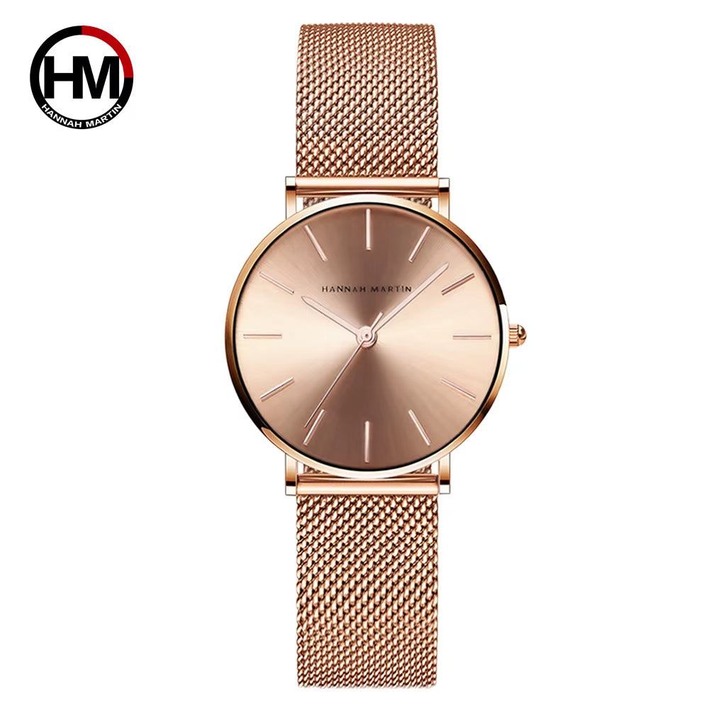 Brand Quality Stainless Steel Japan Quartz Movement Waterproof Women 36Mm Full Rose Gold Ladies Dropshipping Watch