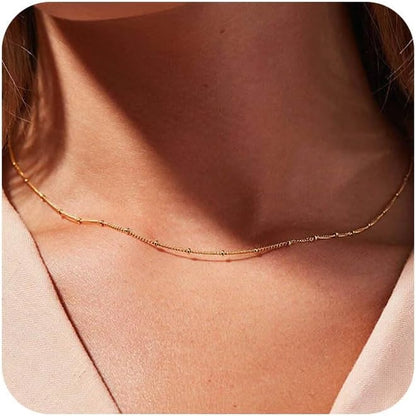 Boho Collier Ras Du Cou En Perles Chaîne or Petite Perle Satellite Chaîne Ras Du Cou Petite Perle Boule Chaîne Clavicule Collier Minimaliste Bijoux De Déclaration Pour Femmes Filles