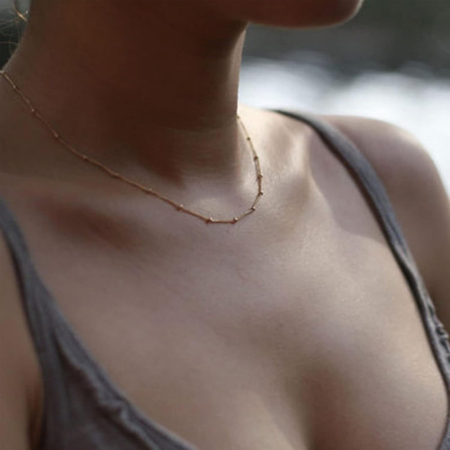 Boho Collier Ras Du Cou En Perles Chaîne or Petite Perle Satellite Chaîne Ras Du Cou Petite Perle Boule Chaîne Clavicule Collier Minimaliste Bijoux De Déclaration Pour Femmes Filles