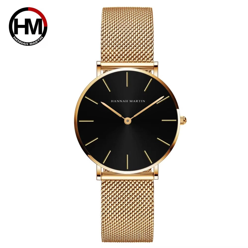 Brand Quality Stainless Steel Japan Quartz Movement Waterproof Women 36Mm Full Rose Gold Ladies Dropshipping Watch