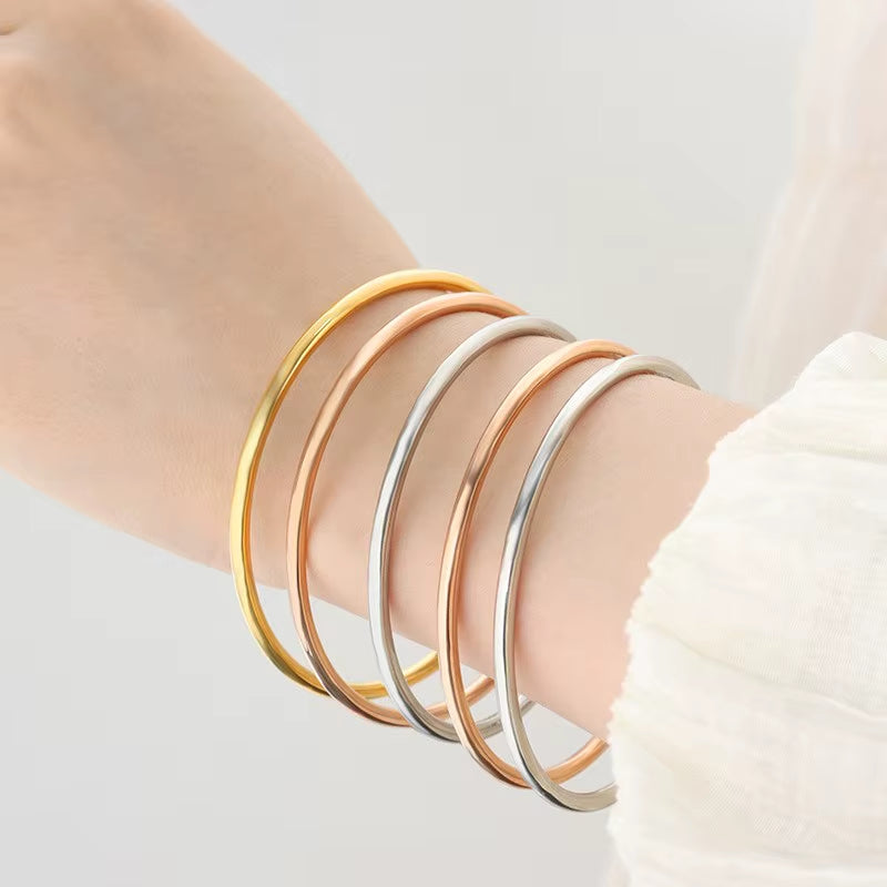 3 Pieces/Lot Non Fading Stainless Steel Bracelet Bangles for Women Simple Style Gold Plated Waterproof Women'S Bracelets Bangle