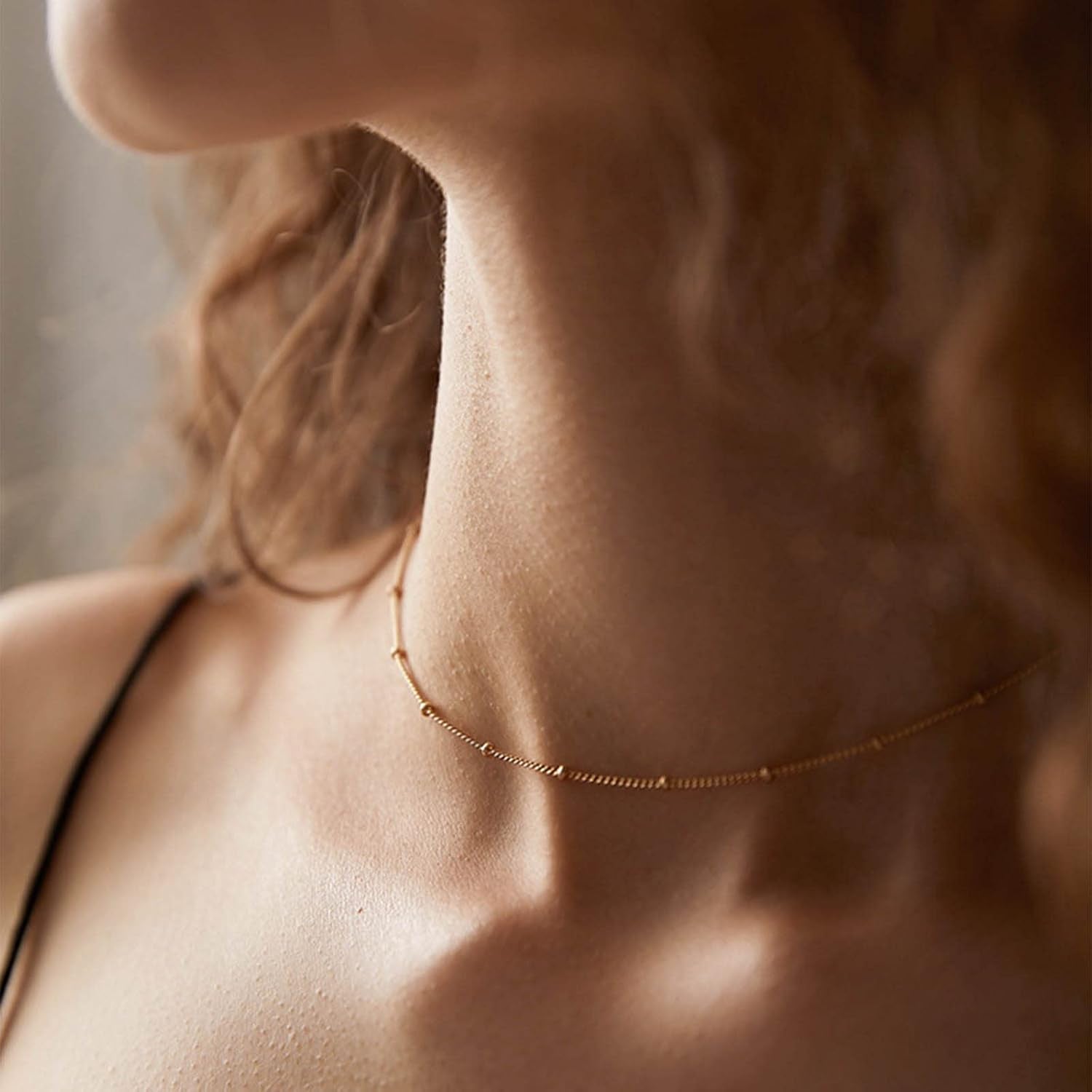 Boho Collier Ras Du Cou En Perles Chaîne or Petite Perle Satellite Chaîne Ras Du Cou Petite Perle Boule Chaîne Clavicule Collier Minimaliste Bijoux De Déclaration Pour Femmes Filles