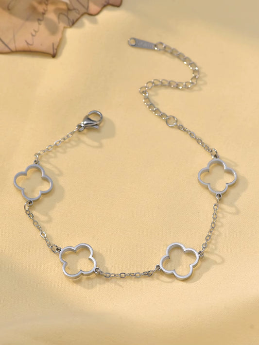 2 Pcs Triangle Star Zirconia Bracelet with Clover Bracelet, Suitable for Daily Wear, Valentine'S Day Gift, Mother'S Day Gift