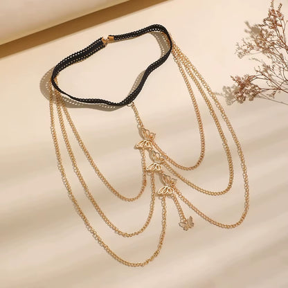 Bohemia Multi Layer Butterfly Tassel Leg Chain for Women Fashion Sexy Metal Bodychain Beach Thigh Leg Chain Jewelry Accessories