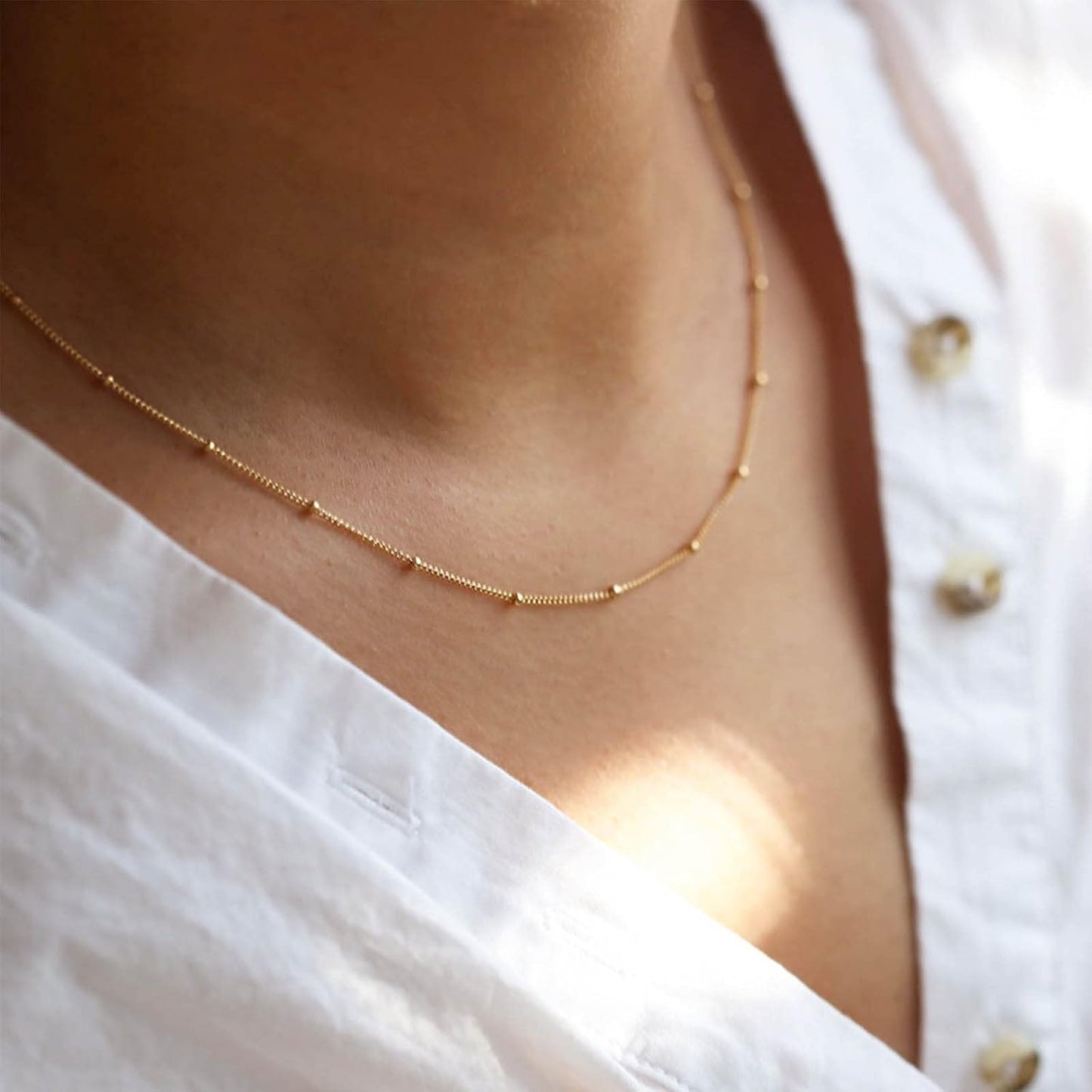 Boho Collier Ras Du Cou En Perles Chaîne or Petite Perle Satellite Chaîne Ras Du Cou Petite Perle Boule Chaîne Clavicule Collier Minimaliste Bijoux De Déclaration Pour Femmes Filles