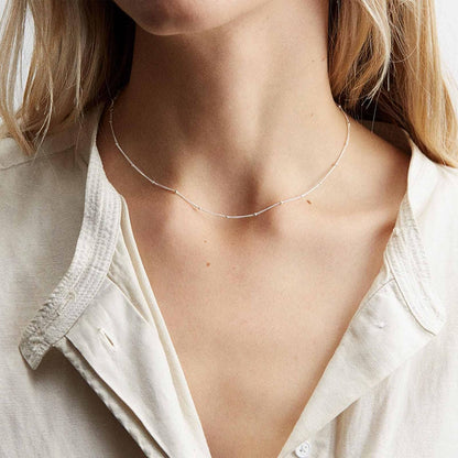 Boho Collier Ras Du Cou En Perles Argenté Petite Perle Satellite Chaîne Ras Du Cou Petite Perle Boule Chaîne Clavicule Collier Minimaliste Bijoux De Déclaration Pour Femmes Filles